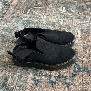 Dr. Martens Black Suede Mules
